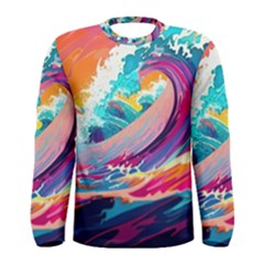 Tsunami Waves Ocean Sea Nautical Nature Water 2 Men s Long Sleeve Tee by Jancukart