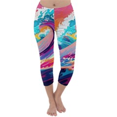 Tsunami Waves Ocean Sea Nautical Nature Water 2 Capri Winter Leggings 