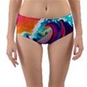 Tsunami Waves Ocean Sea Nautical Nature Water 2 Reversible Mid-Waist Bikini Bottoms View3