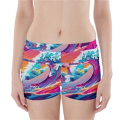 Tsunami Waves Ocean Sea Nautical Nature Water 2 Boyleg Bikini Wrap Bottoms