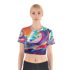 Tsunami Waves Ocean Sea Nautical Nature Water 2 Cotton Crop Top