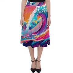 Tsunami Waves Ocean Sea Nautical Nature Water 2 Classic Midi Skirt by Jancukart