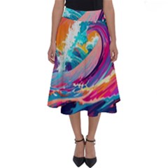 Tsunami Waves Ocean Sea Nautical Nature Water 2 Perfect Length Midi Skirt