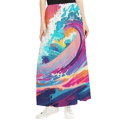 Tsunami Waves Ocean Sea Nautical Nature Water 2 Maxi Chiffon Skirt by Jancukart