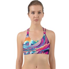 Tsunami Waves Ocean Sea Nautical Nature Water 2 Back Web Sports Bra