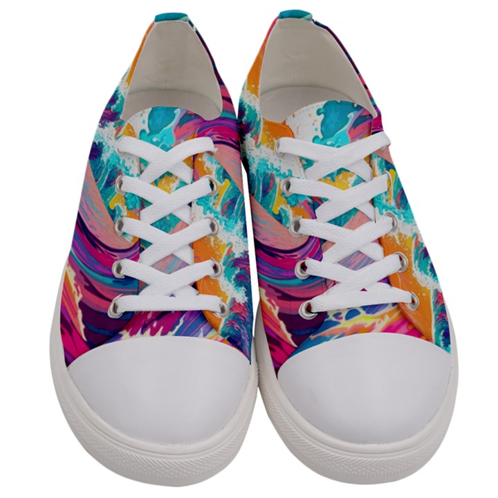 Tsunami Waves Ocean Sea Nautical Nature Water 2 Women s Low Top Canvas Sneakers