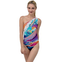 Tsunami Waves Ocean Sea Nautical Nature Water 2 To One Side Swimsuit by Jancukart