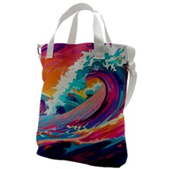 Tsunami Waves Ocean Sea Nautical Nature Water 2 Canvas Messenger Bag by Jancukart