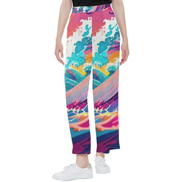 Tsunami Waves Ocean Sea Nautical Nature Water 2 Women s Pants 