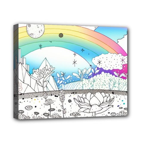 Rainbow Fun Cute Minimal Doodle Drawing 2 Canvas 10  X 8  (stretched)