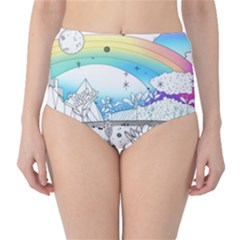 Rainbow Fun Cute Minimal Doodle Drawing 2 Classic High-waist Bikini Bottoms