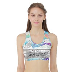 Rainbow Fun Cute Minimal Doodle Drawing 2 Sports Bra With Border