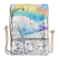 Rainbow Fun Cute Minimal Doodle Drawing 2 Drawstring Bag (large)