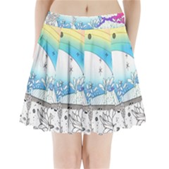 Rainbow Fun Cute Minimal Doodle Drawing 2 Pleated Mini Skirt