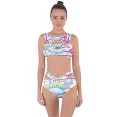 Rainbow Fun Cute Minimal Doodle Drawing 2 Bandaged Up Bikini Set 