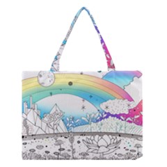 Rainbow Fun Cute Minimal Doodle Drawing 2 Medium Tote Bag