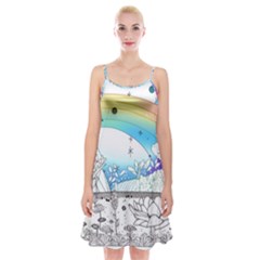 Rainbow Fun Cute Minimal Doodle Drawing 2 Spaghetti Strap Velvet Dress