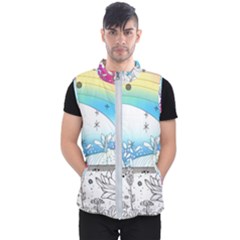 Rainbow Fun Cute Minimal Doodle Drawing 2 Men s Puffer Vest by Jancukart