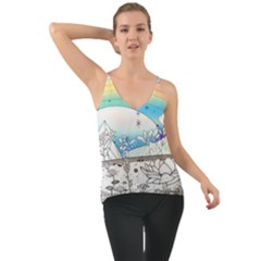 Rainbow Fun Cute Minimal Doodle Drawing 2 Chiffon Cami