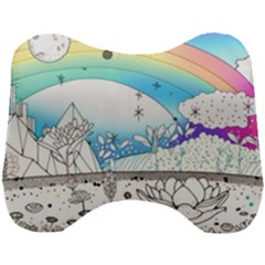 Rainbow Fun Cute Minimal Doodle Drawing 2 Head Support Cushion