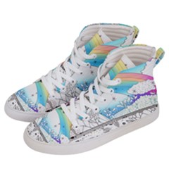 Rainbow Fun Cute Minimal Doodle Drawing 2 Women s Hi-top Skate Sneakers