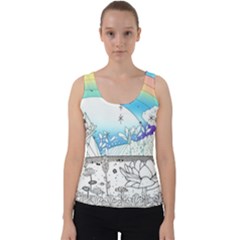 Rainbow Fun Cute Minimal Doodle Drawing 2 Velvet Tank Top