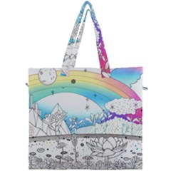 Rainbow Fun Cute Minimal Doodle Drawing 2 Canvas Travel Bag