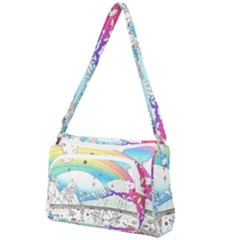 Rainbow Fun Cute Minimal Doodle Drawing 2 Front Pocket Crossbody Bag