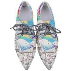 Rainbow Fun Cute Minimal Doodle Drawing 2 Pointed Oxford Shoes