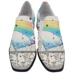 Rainbow Fun Cute Minimal Doodle Drawing 2 Women Slip On Heel Loafers