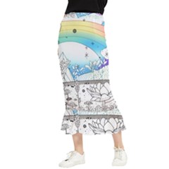 Rainbow Fun Cute Minimal Doodle Drawing 2 Maxi Fishtail Chiffon Skirt by Jancukart