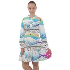 Rainbow Fun Cute Minimal Doodle Drawing 2 All Frills Chiffon Dress