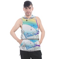 Rainbow Fun Cute Minimal Doodle Drawing 2 Men s Sleeveless Hoodie