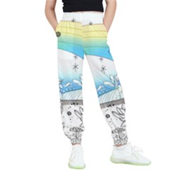 Rainbow Fun Cute Minimal Doodle Drawing 2 Kids  Elastic Waist Pants