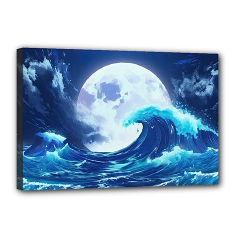 Waves Ocean Sea Tsunami Nautical 7 Canvas 18  X 12  (stretched)