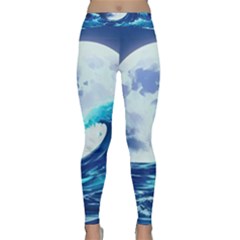 Waves Ocean Sea Tsunami Nautical 7 Classic Yoga Leggings by Jancukart