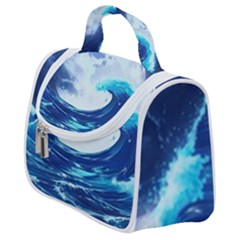 Waves Ocean Sea Tsunami Nautical 7 Satchel Handbag by Jancukart