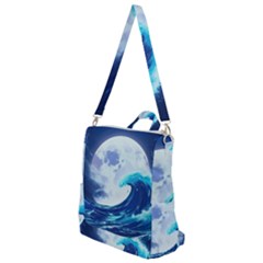 Waves Ocean Sea Tsunami Nautical 7 Crossbody Backpack by Jancukart