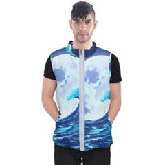 Waves Ocean Sea Tsunami Nautical 7 Men s Puffer Vest by Jancukart