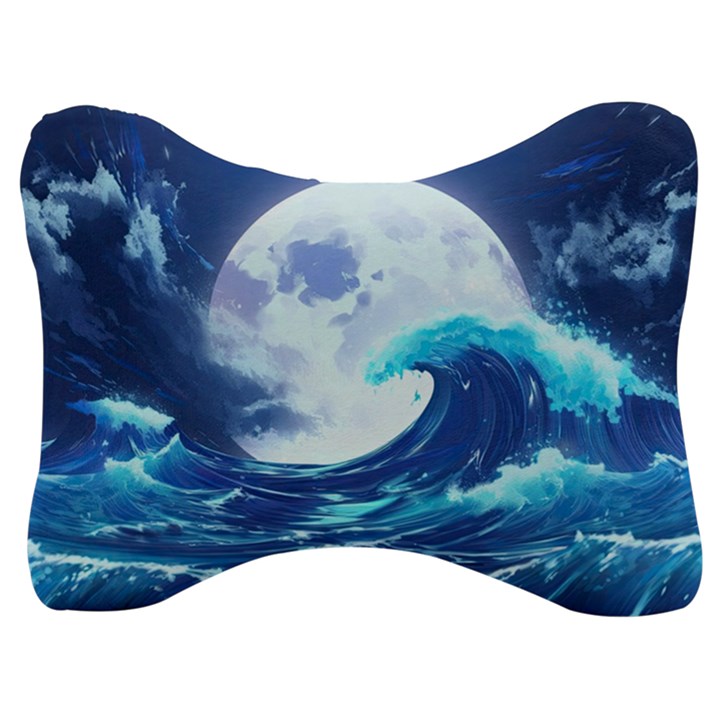 Waves Ocean Sea Tsunami Nautical 7 Velour Seat Head Rest Cushion