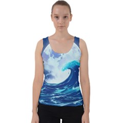 Waves Ocean Sea Tsunami Nautical 7 Velvet Tank Top