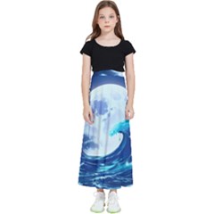 Waves Ocean Sea Tsunami Nautical 7 Kids  Flared Maxi Skirt by Jancukart