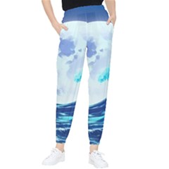 Waves Ocean Sea Tsunami Nautical 7 Women s Tapered Pants by Jancukart