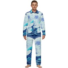 Waves Ocean Sea Tsunami Nautical 7 Men s Long Sleeve Velvet Pocket Pajamas Set by Jancukart