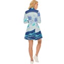 Waves Ocean Sea Tsunami Nautical 7 Long Sleeve Velour Longline Dress View4