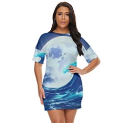 Waves Ocean Sea Tsunami Nautical 7 Just Threw It On Dress by Jancukart