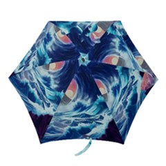 Storm Tsunami Waves Ocean Sea Nautical Nature Mini Folding Umbrellas