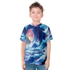 Storm Tsunami Waves Ocean Sea Nautical Nature Kids  Cotton Tee