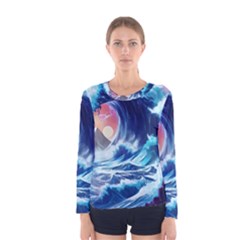 Storm Tsunami Waves Ocean Sea Nautical Nature Women s Long Sleeve Tee