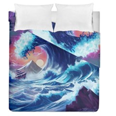 Storm Tsunami Waves Ocean Sea Nautical Nature Duvet Cover Double Side (queen Size) by Jancukart